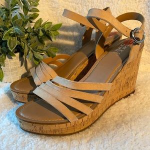 Tan Strappy Wedges